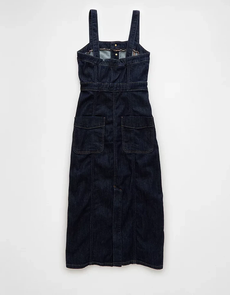 AE Denim Button-Up Midi Dress