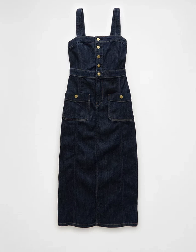 AE Denim Button-Up Midi Dress