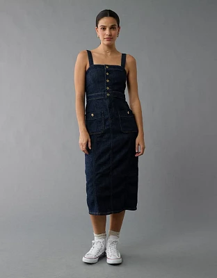 Robe mi-longue boutonnée en denim AE