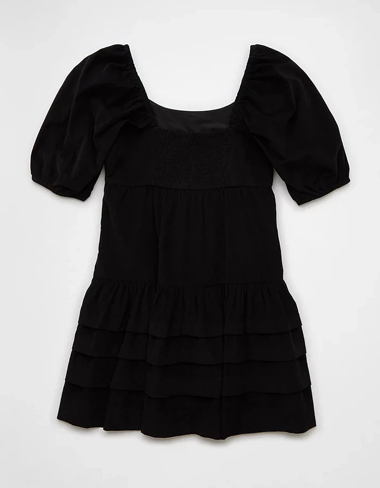 AE Corduroy Puff Sleeve Babydoll Mini Dress