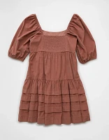 AE Corduroy Puff Sleeve Babydoll Mini Dress