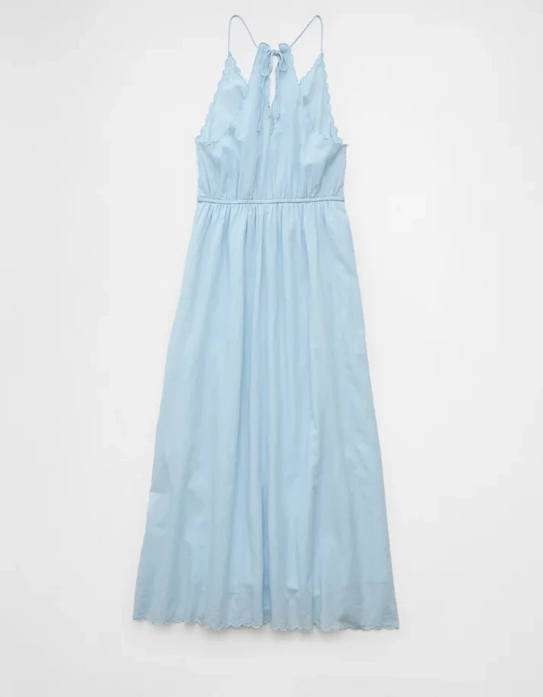 Robe mi-longue brodée à encolure en V AE