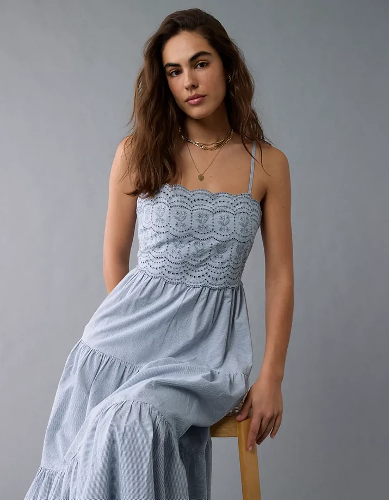 AE Scalloped Tiered Midi Dress