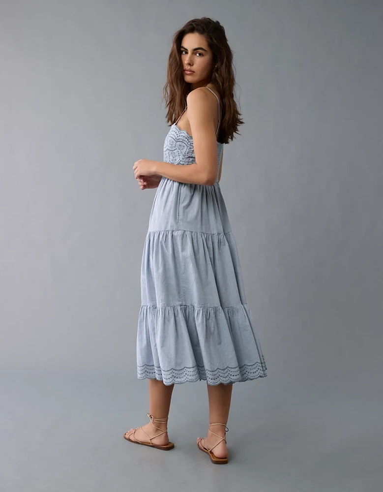 AE Scalloped Tiered Midi Dress