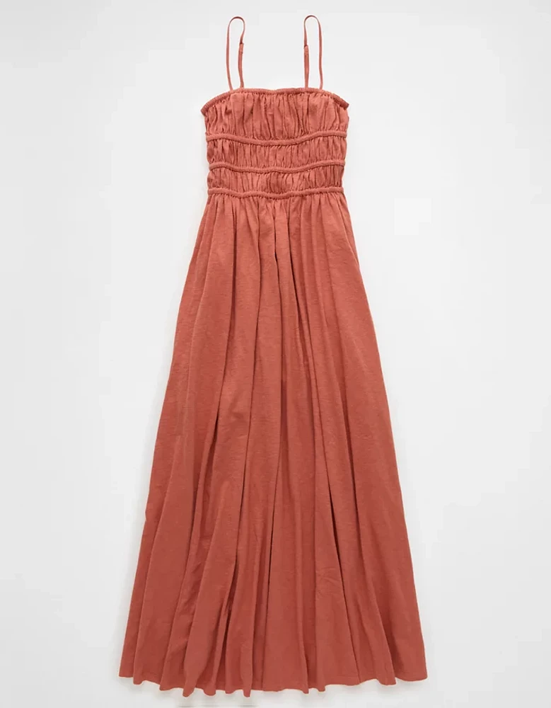 AE Sunchaser Knit Smocked Bodice Midi Dress