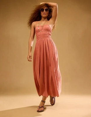 AE Sunchaser Knit Smocked Bodice Midi Dress