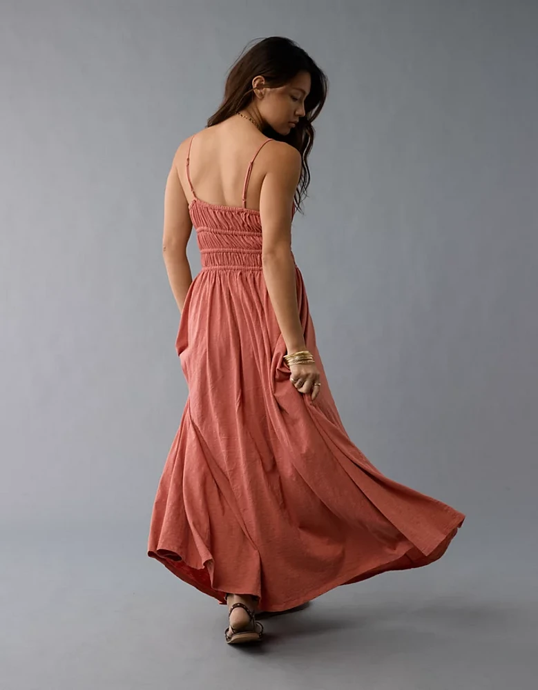 AE Sunchaser Knit Smocked Bodice Midi Dress
