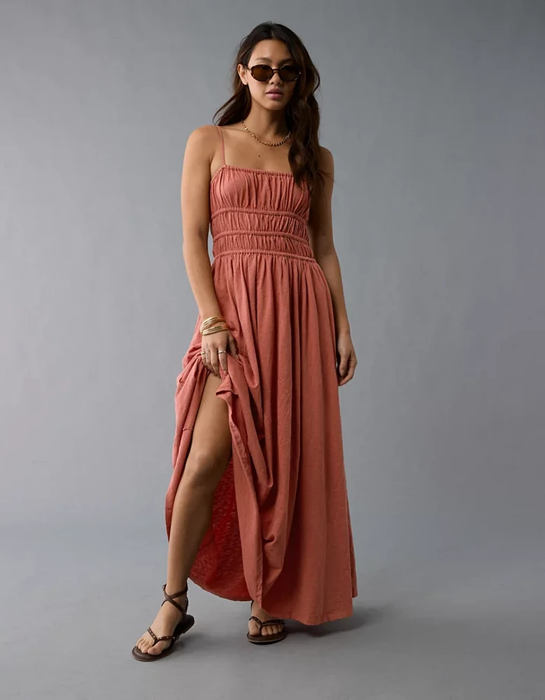AE Sunchaser Knit Smocked Bodice Midi Dress