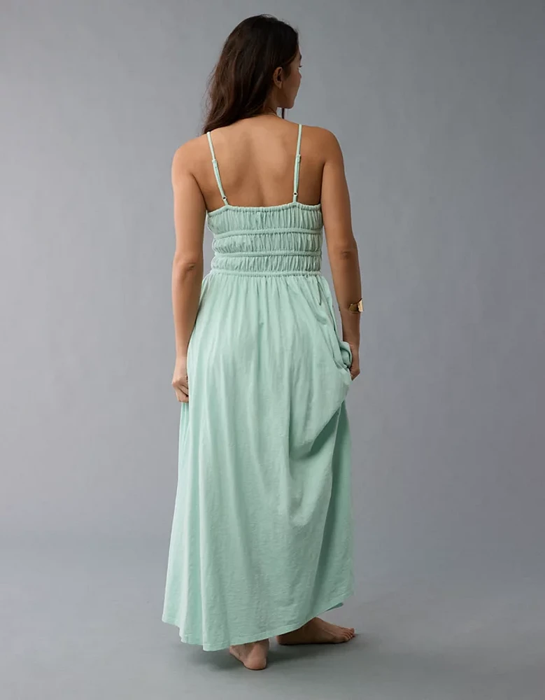 Robe mi-longue à corsage en tricot smocks Vive le soleil AE