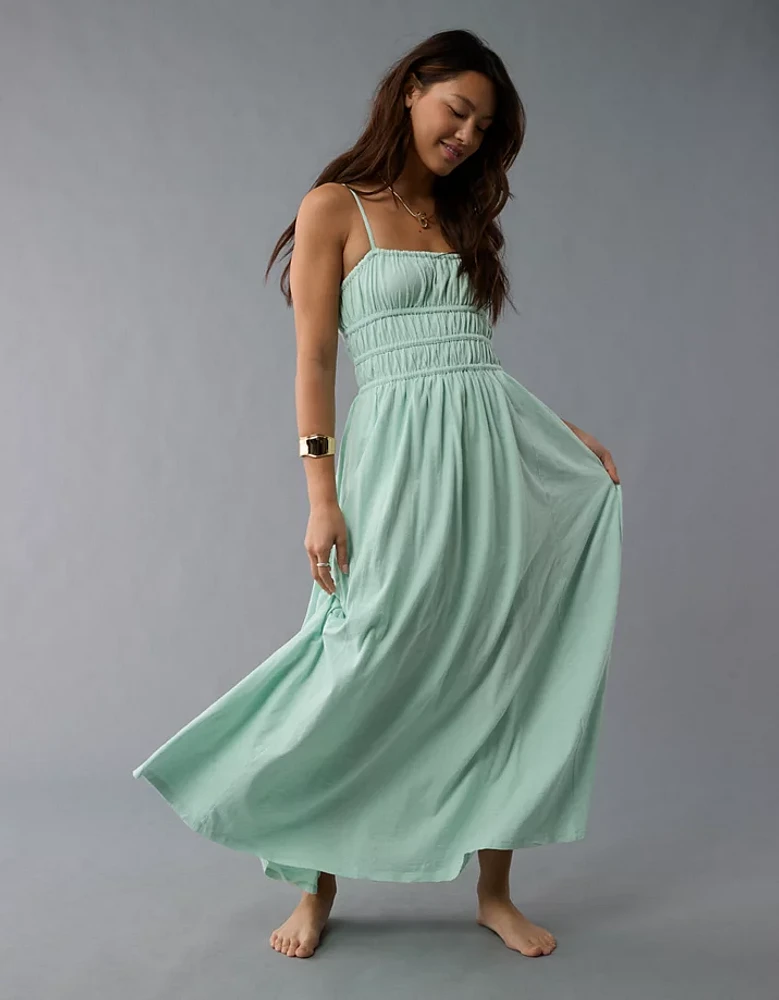 Robe mi-longue à corsage en tricot smocks Vive le soleil AE