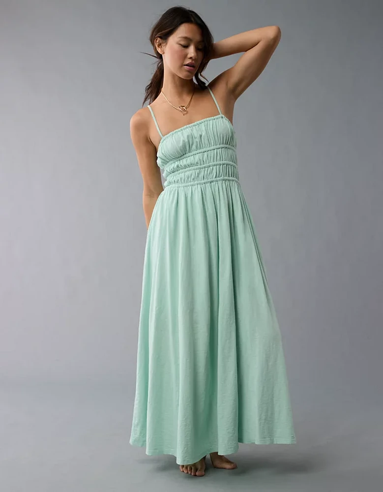 Robe mi-longue à corsage en tricot smocks Vive le soleil AE