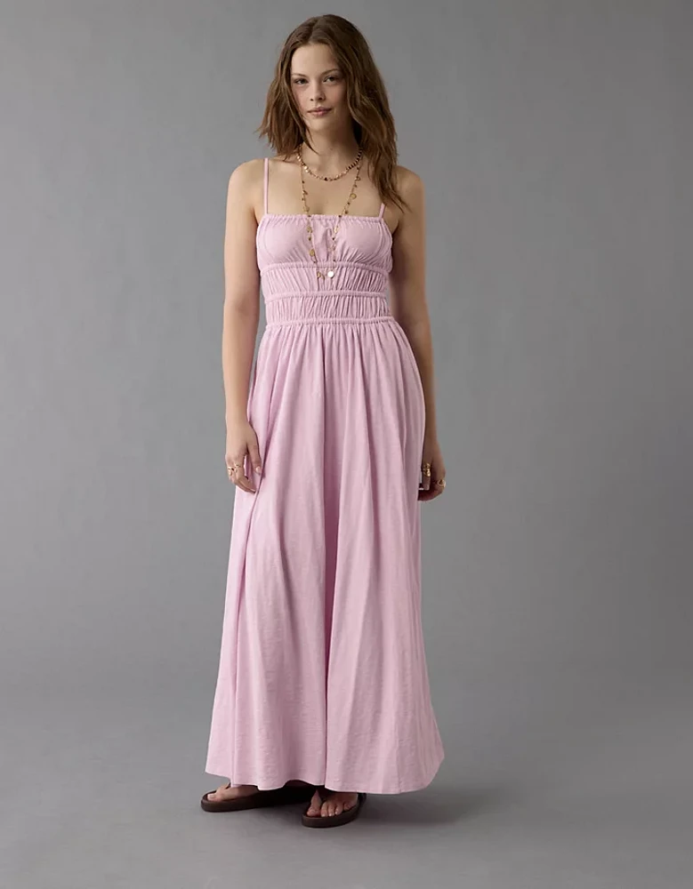 AE Sunchaser Knit Smocked Bodice Midi Dress