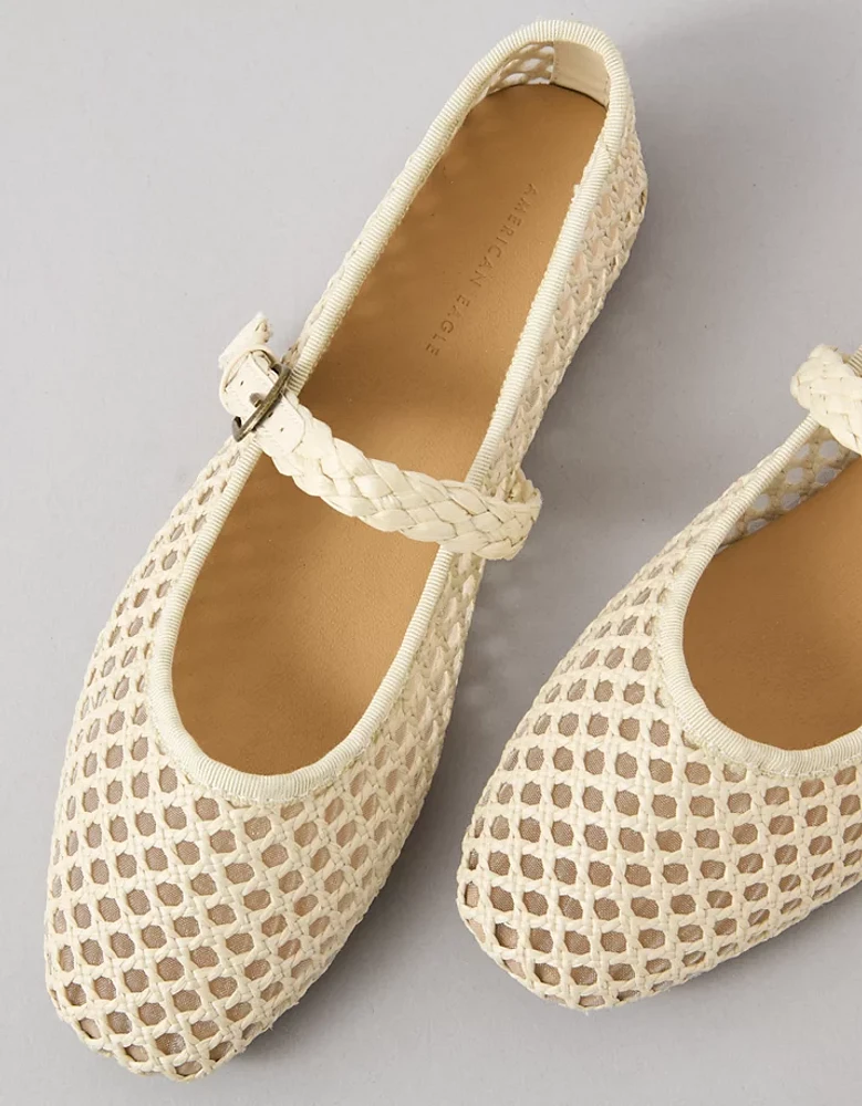 AE Raffia Mesh Mary Jane Flats