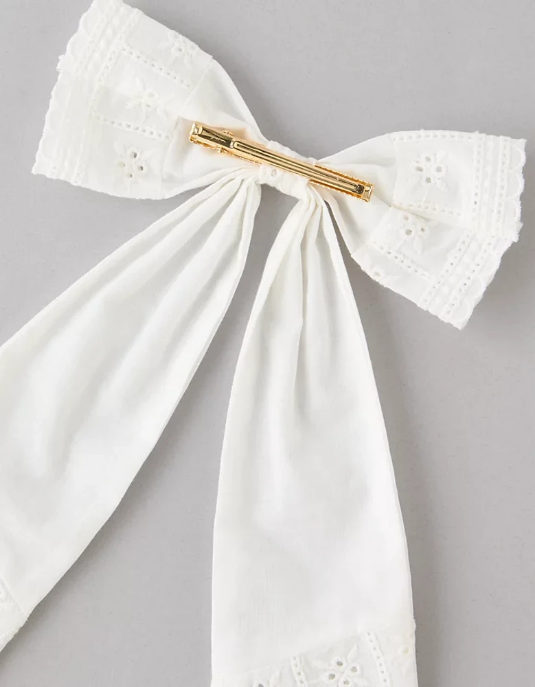 AE Embroidered Eyelet Bow Clip