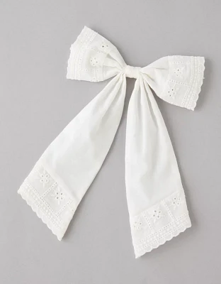 AE Embroidered Eyelet Bow Clip