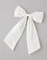 AE Embroidered Eyelet Bow Clip