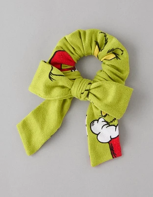 AEO Grinch PJ Bow Scrunchie