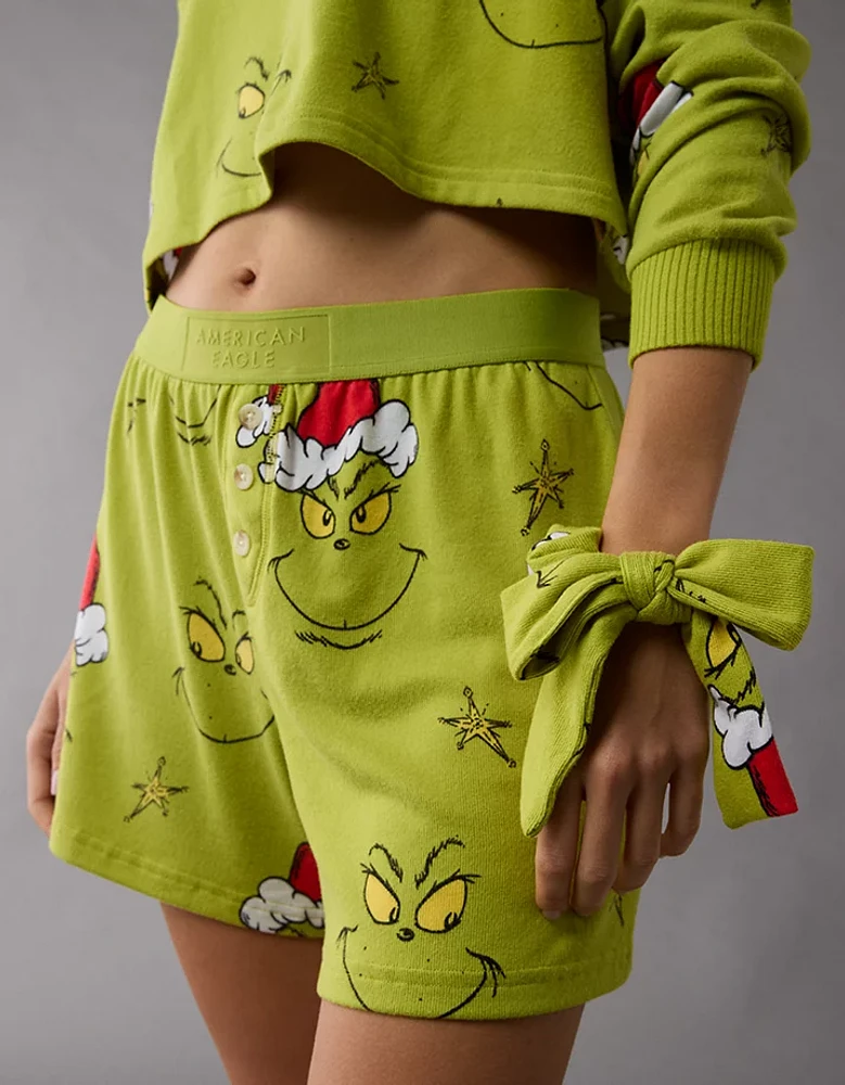 AEO Grinch PJ Bow Scrunchie