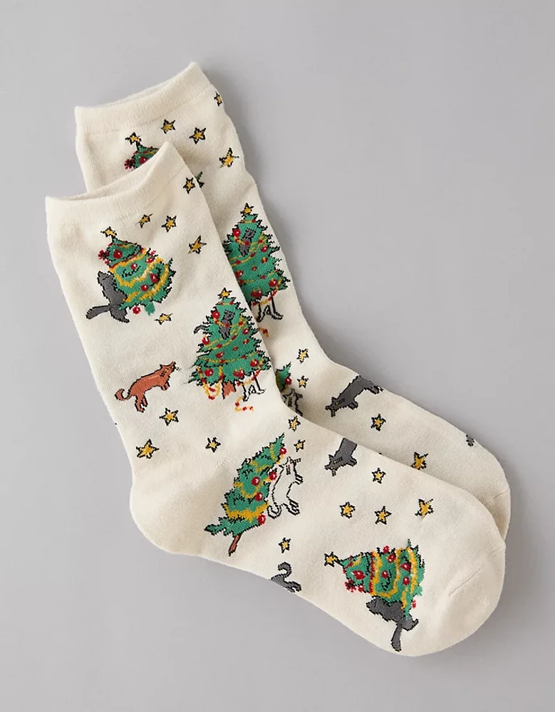 AE Holiday Cats Crew Socks