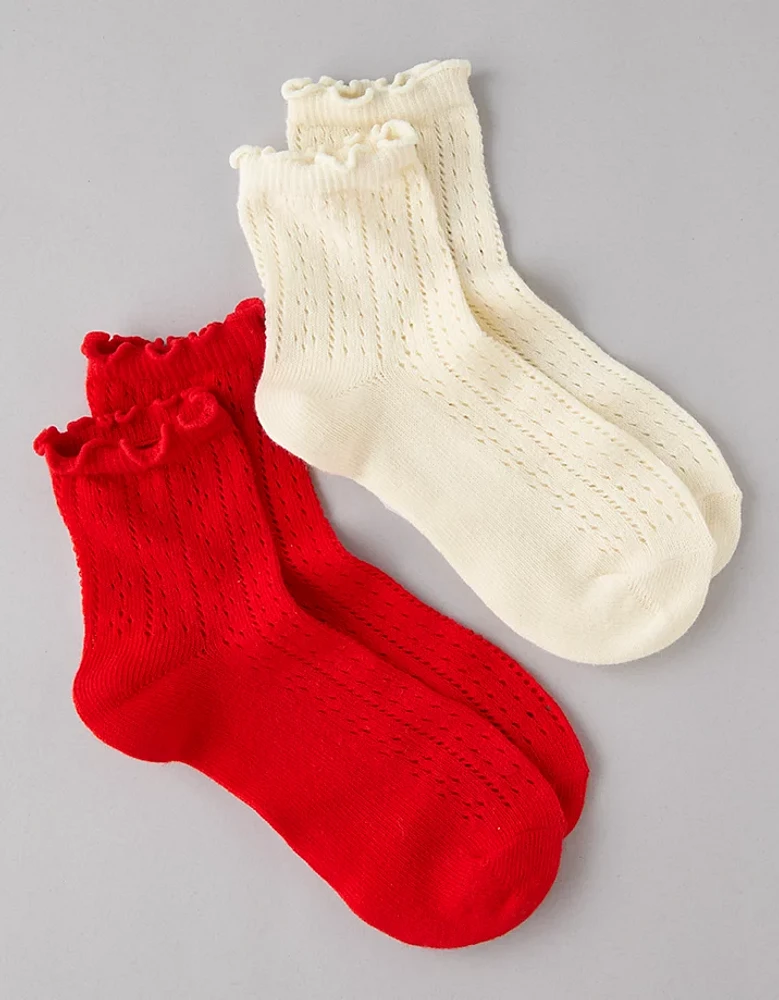 AE Pointelle-Knit Boyfriend Socks 2-Pack