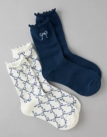 AE Bows Ruffle Crew Socks 2-Pack