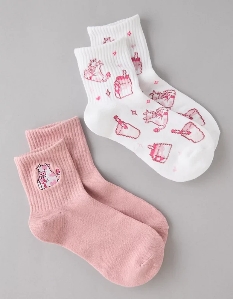 Lot de deux paires de chaussettes petit ami vache fraise AE