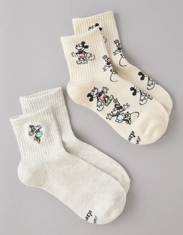 Lot de deux paires de chaussettes petit ami Mickey et Minnie Mouse AE