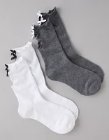 AEO Ruffle Bow Crew Socks 2-Pack