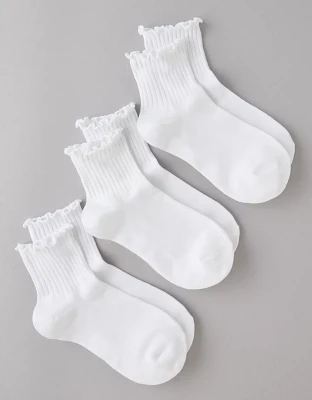Lot de trois paires de chaussettes petit ami à volants AE