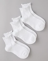 Lot de trois paires de chaussettes petit ami à volants AE