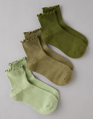 Lot de trois paires de chaussettes petit ami à volants AE