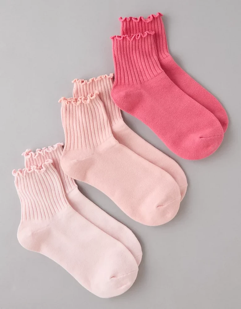 Lot de trois paires de chaussettes petit ami à volants AE