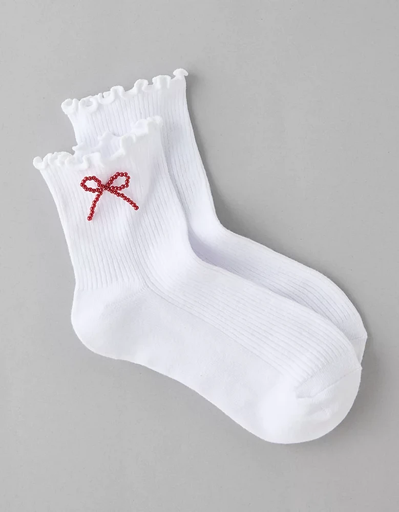 AE Beaded Bow Boyfriend Socks