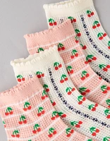 Lot de deux paires de chaussettes petit ami à rayures cerises AE