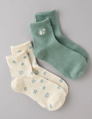 Lot de deux paires de chaussettes petit ami coquillages AE