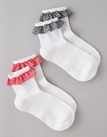 Lot de deux paires de chaussettes petit ami à volants guingan AE