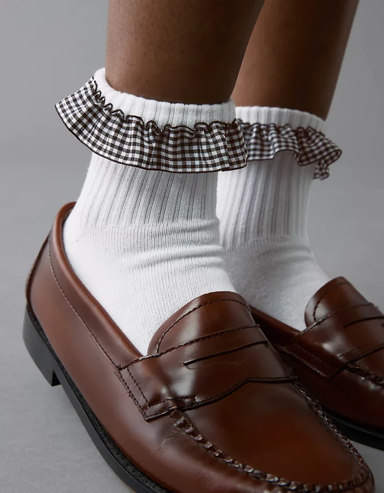 AE Gingham Ruffle Boyfriend Socks 2-Pack