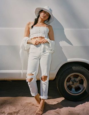 AE Stretch Ripped Mom Straight Jean 