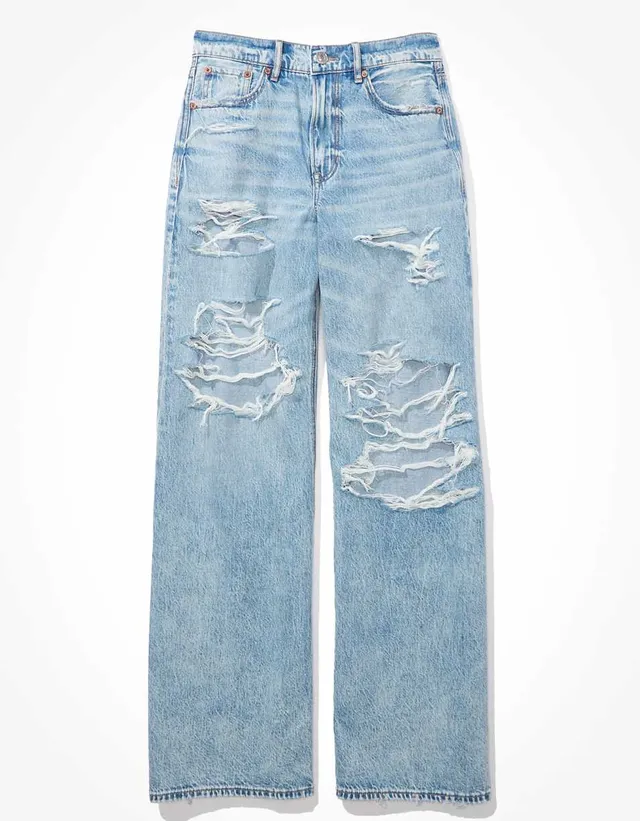 AE Dreamy Drape Ripped Low-Rise Baggy Flare Jean