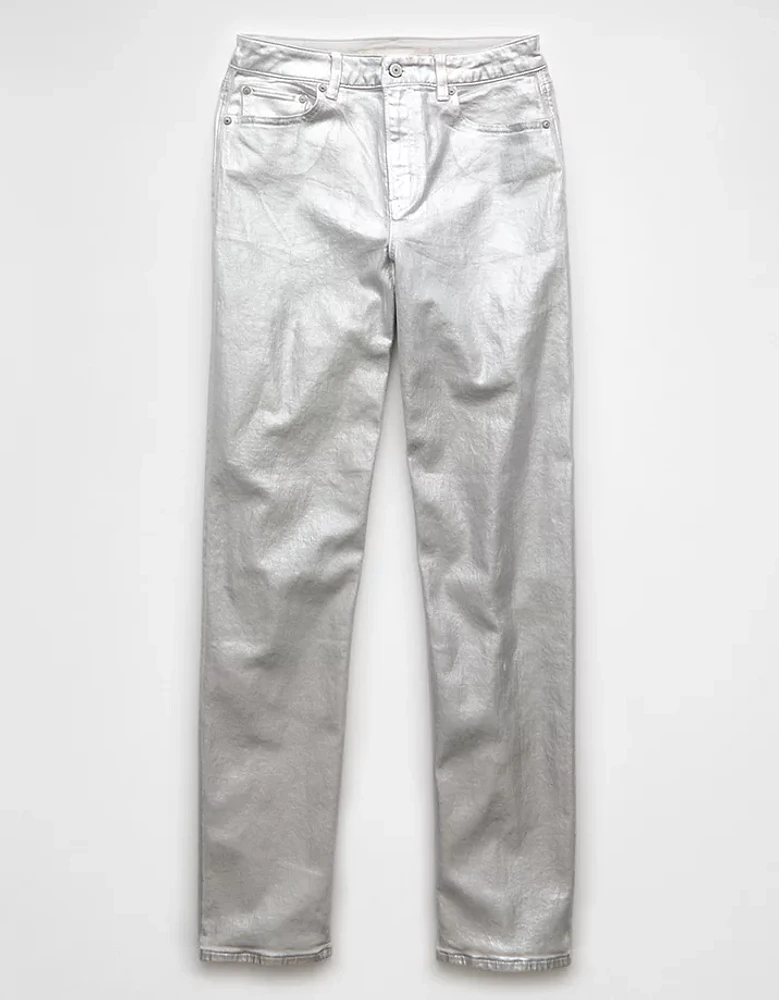 AE Stretch Metallic Super High-Waisted Baggy Straight Jean