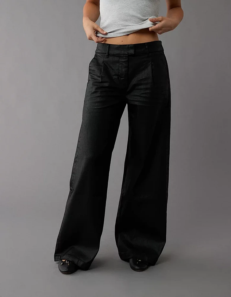 AE Stretch High-Waisted Ultra Wide-Leg Coated Trouser Jean