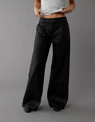 AE Stretch High-Waisted Ultra Wide-Leg Coated Trouser Jean