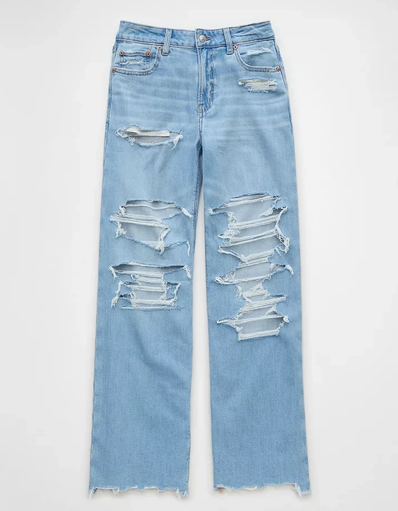Jean ample à jambe large taille très haute déchiré et extensible Dreamy Drape AE