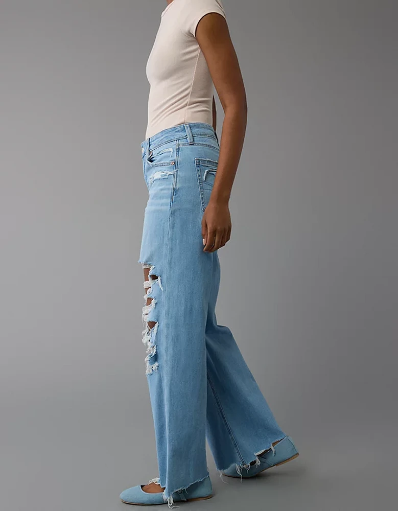 Jean ample à jambe large taille très haute déchiré et extensible Dreamy Drape AE
