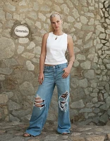 AE Dreamy Drape Stretch Ripped Low-Rise Baggy Wide-Leg Jean
