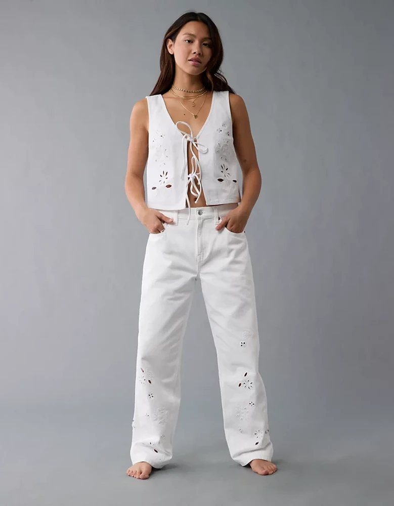 AE Strigid Embroidered Low-Rise Ex-Boyfriend Jean