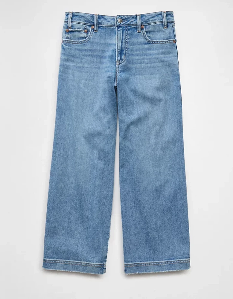 Jean court ample à jambe large et taille basse extensible AE