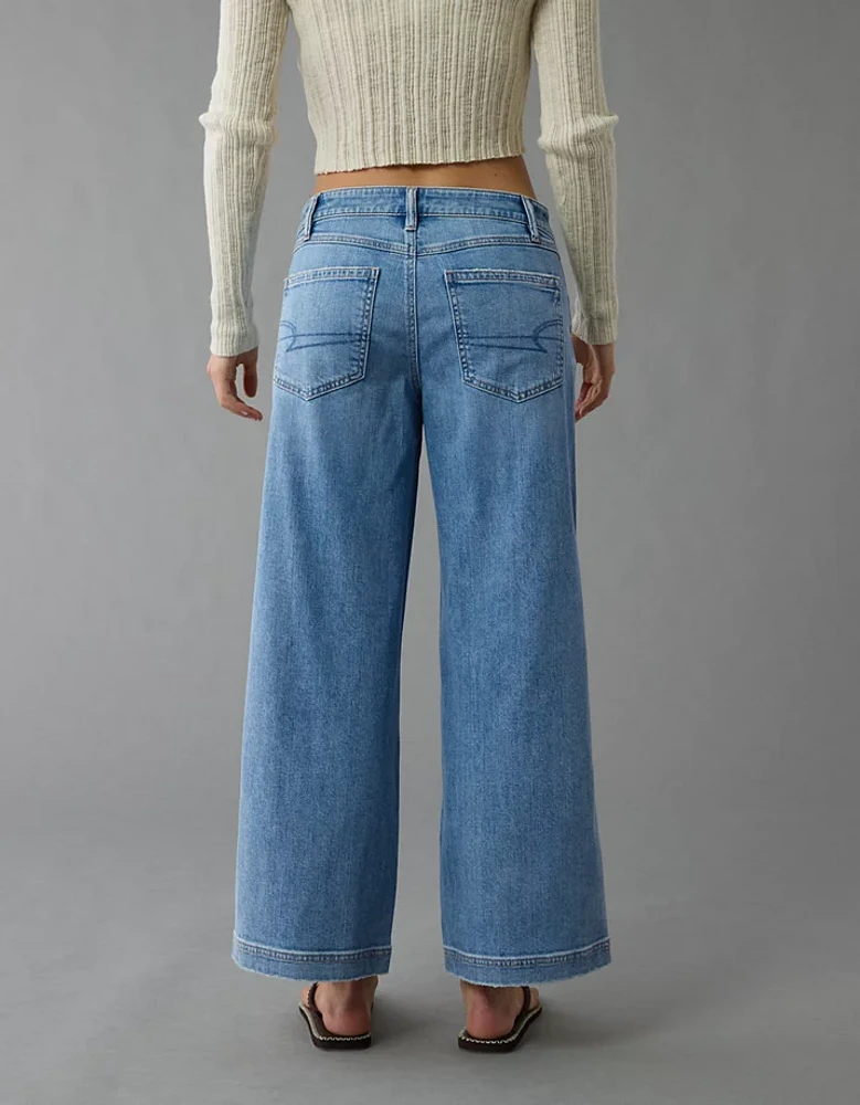 Jean court ample à jambe large et taille basse extensible AE
