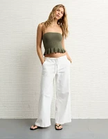 Jean à ceinture élastique jambe très large et taille basse extensible AE