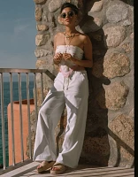Jean à ceinture élastique jambe très large et taille basse extensible AE